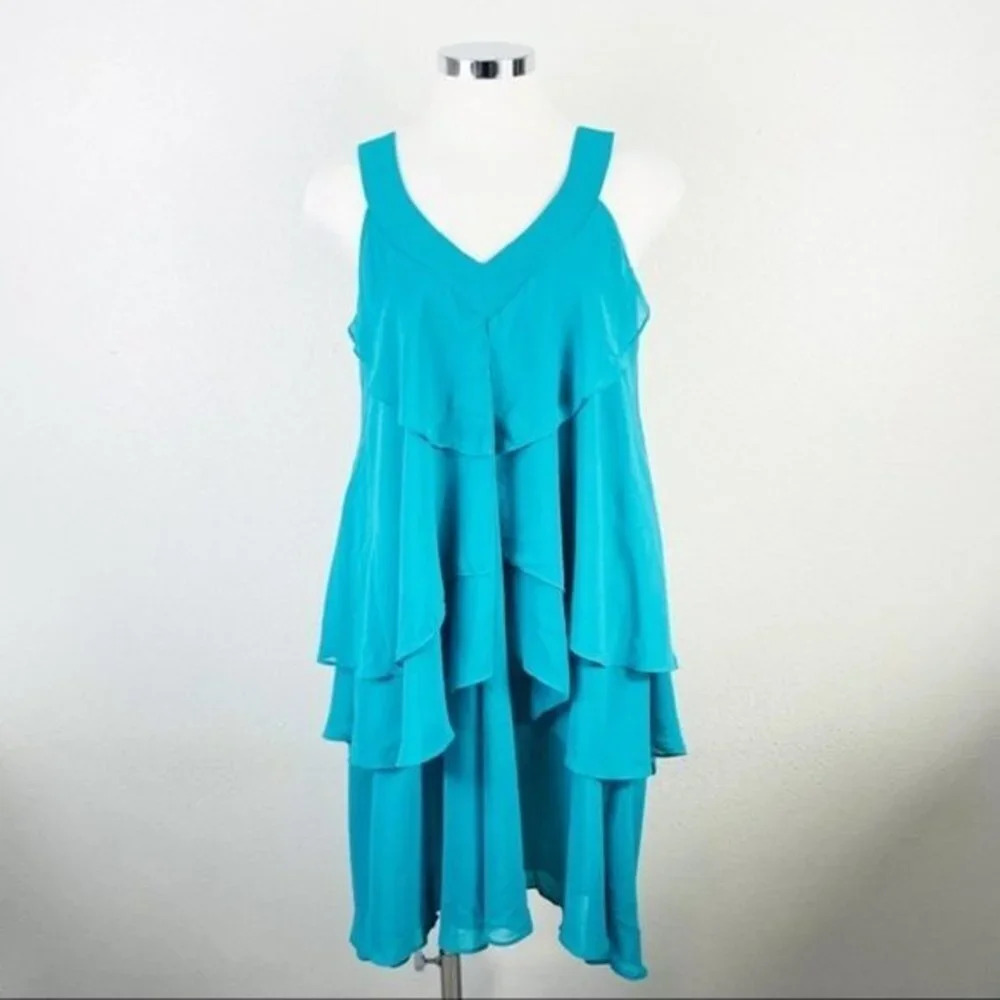 MM COUTURE BY MISS ME‎ Turquoise Ruffled Dress New Medium